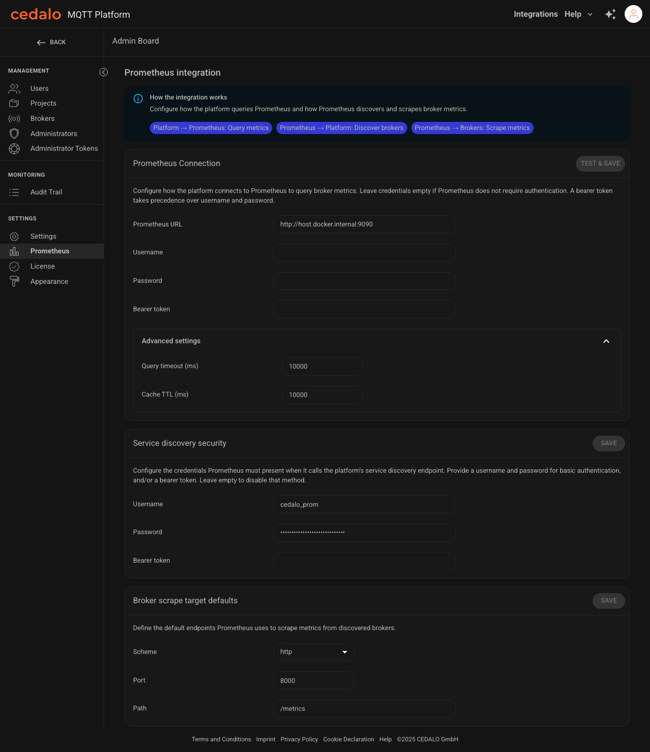 Prometheus Connection advanced settings