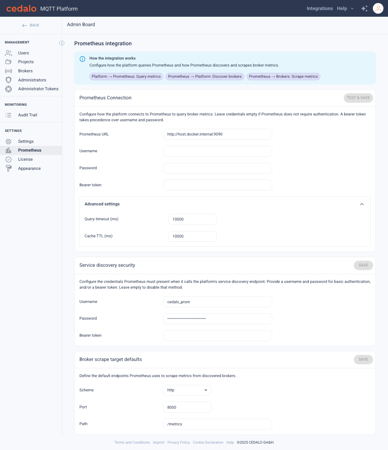 Prometheus Connection advanced settings