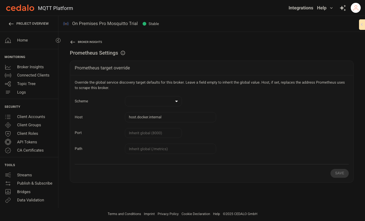Prometheus Settings