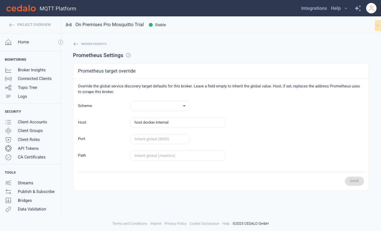 Prometheus Settings