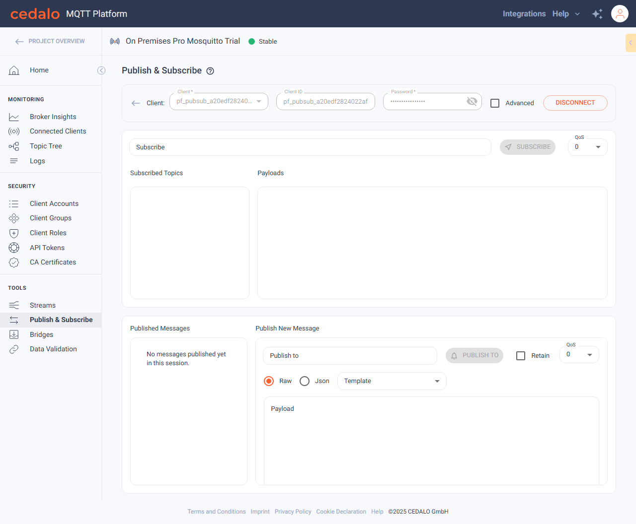 Connected temporary client
