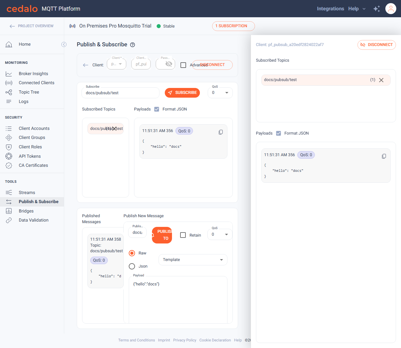 Subscription monitor overlay