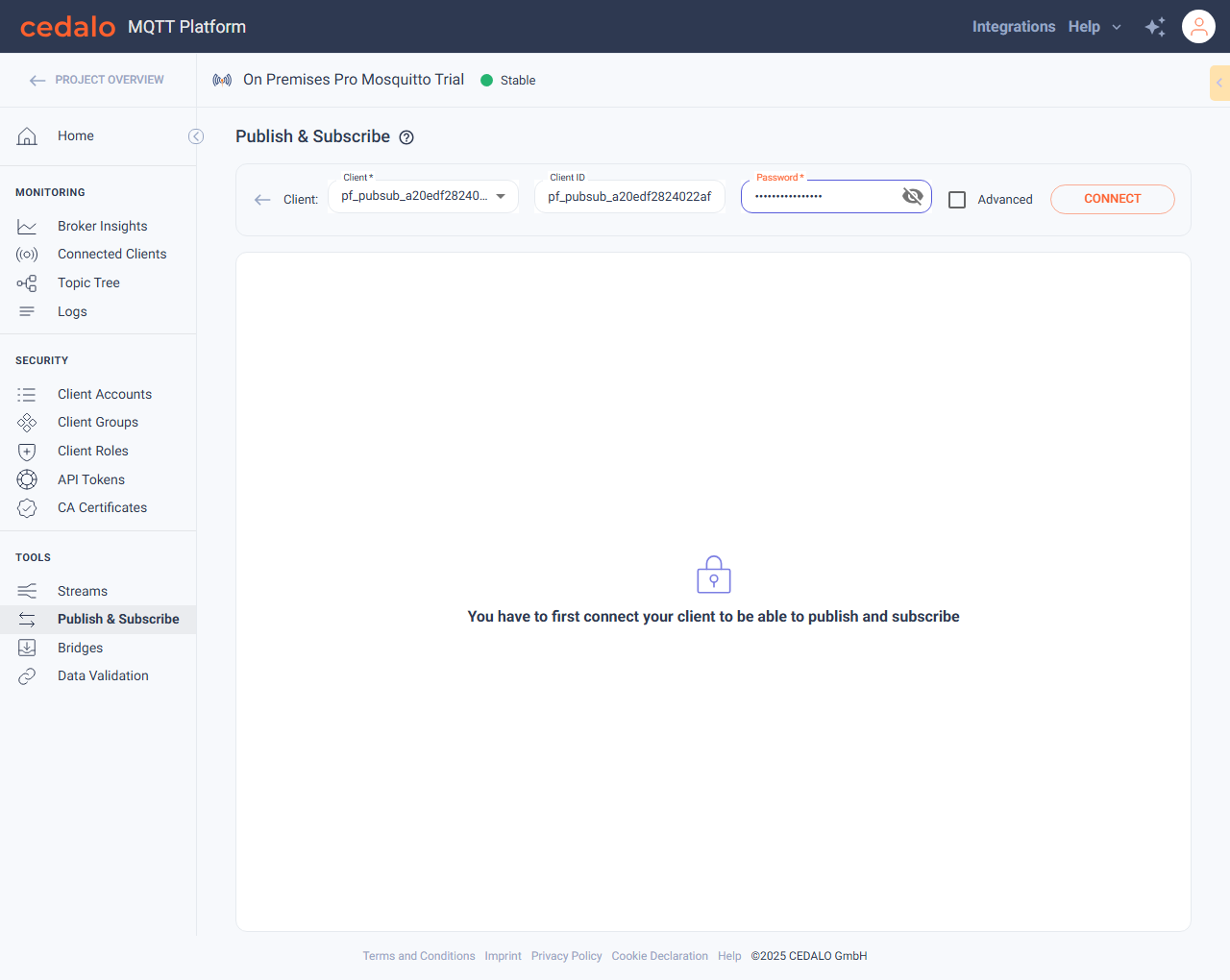 Select existing client